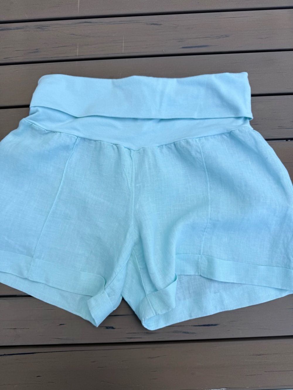 Fresh Laundry Original Foldover Linen Aqua blue Women's Shorts